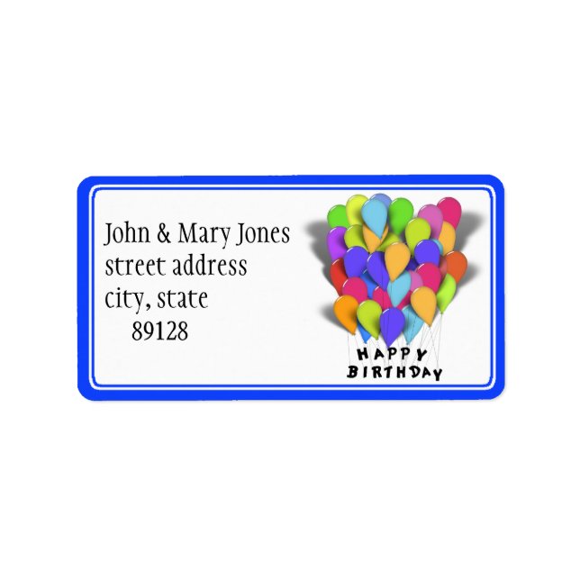 Etiqueta Feliz aniversário - Balões do Partido (Frente)