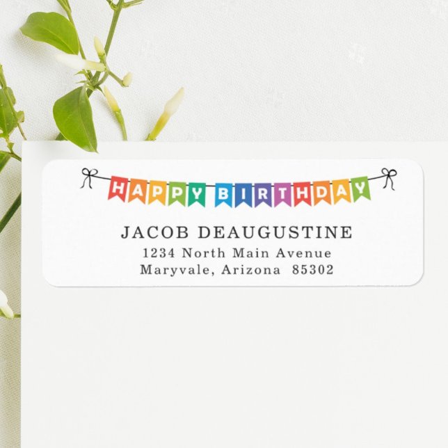 Etiqueta Feliz Aniversário Convites de festas Retornar Ende (Criador carregado)