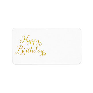 Etiqueta Feliz Aniversário Dourado Faux Sequências Metálica
