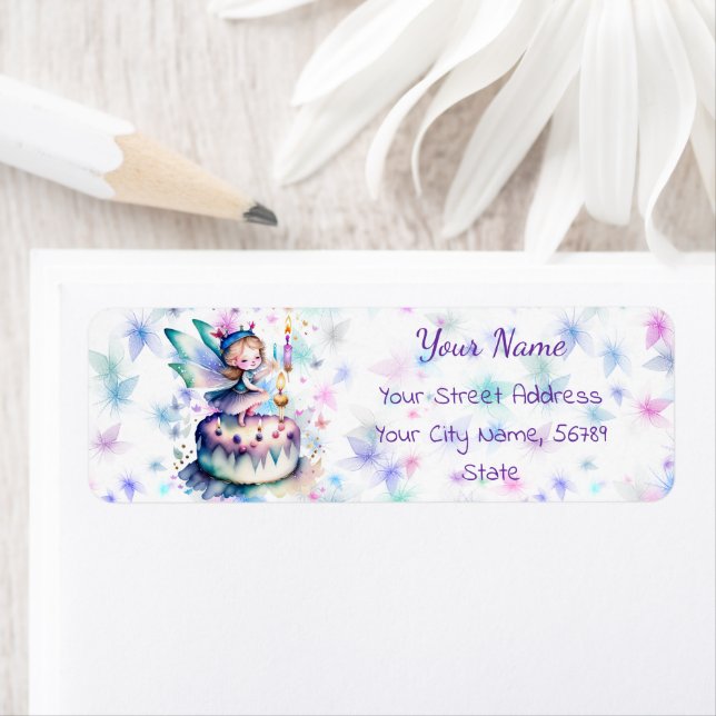 Etiqueta Feliz aniversário Fada 01 (Insitu)