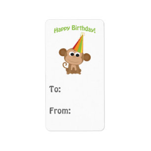 Etiqueta Feliz Aniversário Macaco