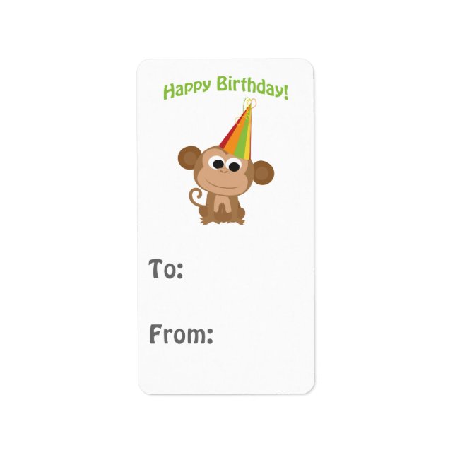 Etiqueta Feliz Aniversário Macaco (Frente)