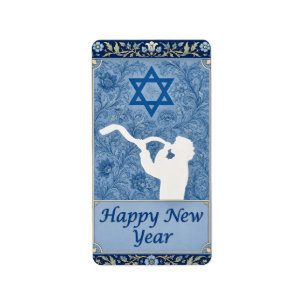 Etiqueta Feliz Ano Novo Judaico Saudação Shofar