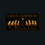 Etiqueta Feliz Chanukah Menorah Luz Nove Queimando Velas<br><div class="desc">Feliz Chanukah Menorah Light Nine Burning Candles Fotografia Endereço Elegante Etiquetas para o Festival Chanukah Chanukah de Lights Mail ou Gift Wraping ou Suas Ideias,  Adicione Nome e Endereço ou altere ou apague o Texto</div>