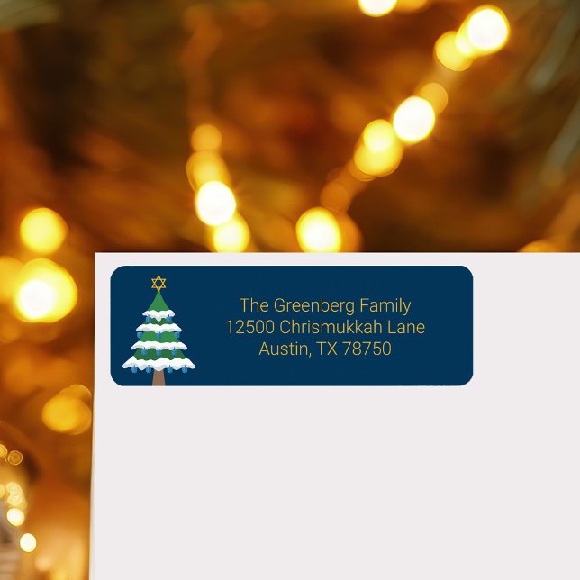 Etiqueta Feliz Chrismukkah Cute Hanukkah Festa de Natal (Criador carregado)