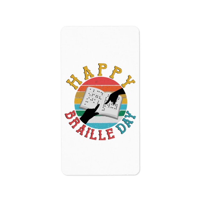 Etiqueta Feliz Dia Braille (Frente)