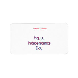 Etiqueta feliz dia da independência vermelho azul nome data