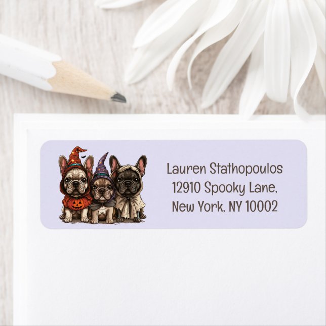 Etiqueta Feliz Dia das Bruxas em Francês (Insitu)