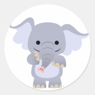 Etiqueta feliz do elefante dos desenhos animados