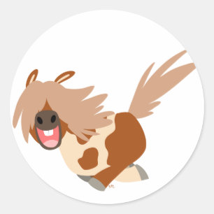 Etiqueta feliz do pônei do Pinto dos desenhos