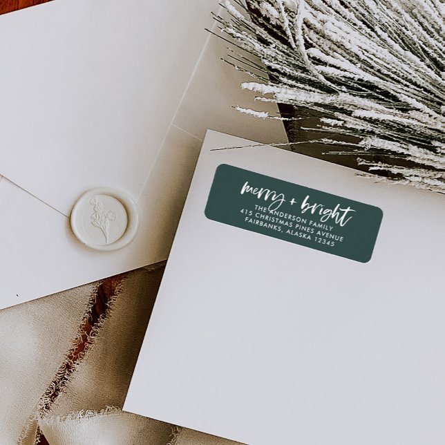 Etiqueta Feliz e Brilho | Boho Green Christmas (Trendy and boho Christmas return address labels)