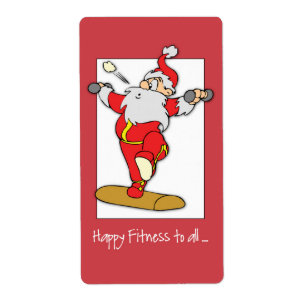 Etiqueta Feliz exercício de Malhação Natal com Papais noeis