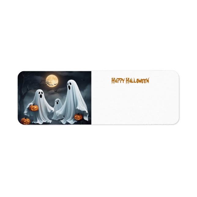 Etiqueta Feliz Halloween Ghost (Frente)