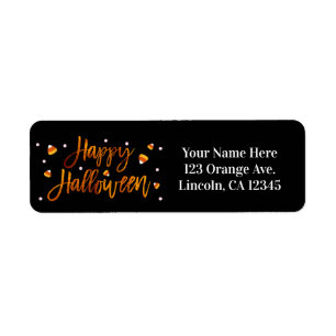 Etiqueta Feliz Halloween Laranja Moderno Script Tendência F
