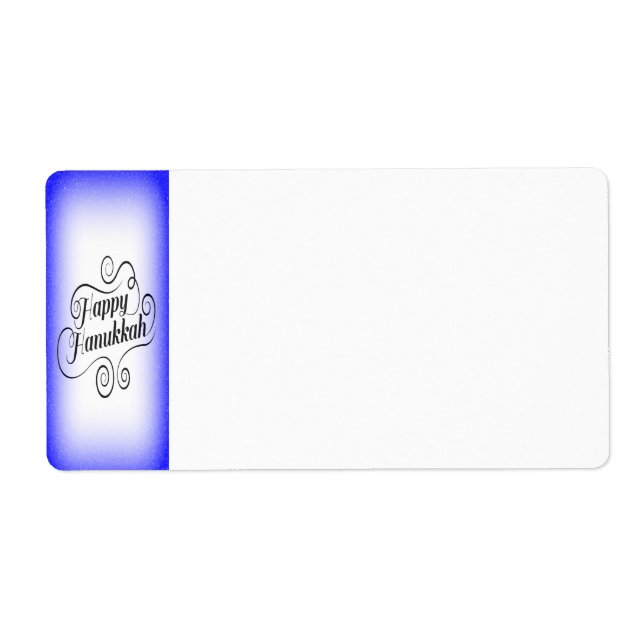 Etiqueta Feliz Hanukkah com fundo azul branco de 2 tons (Frente)