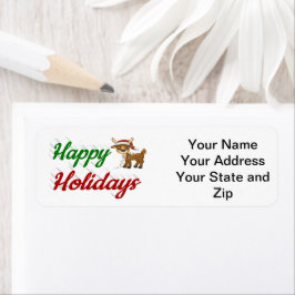 Etiqueta Feliz Holidays Reindeer Script de Natal