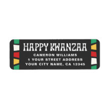 Feliz Kwanzaa endereço de retorno mosaico africano