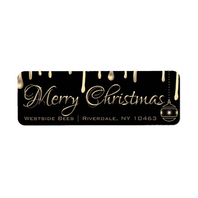 Etiqueta Feliz Natal Apiary Label Dourado pingando mel (Frente)