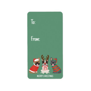 Etiqueta Feliz Natal - Buldog Francês
