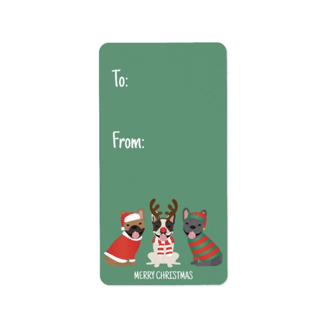 Etiqueta Feliz Natal - Buldog Francês (Frente)