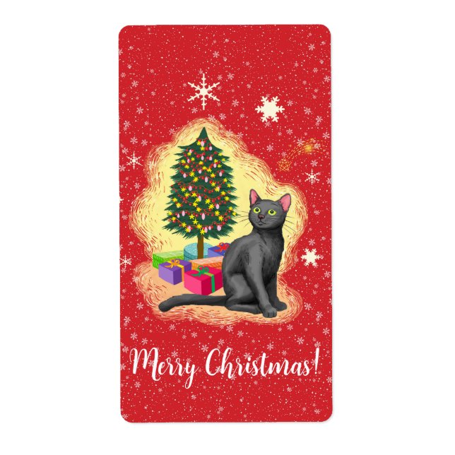 Etiqueta Feliz Natal Cat (Frente)