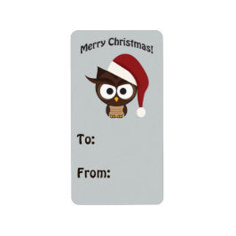 Etiqueta Feliz Natal Coruja Irritada