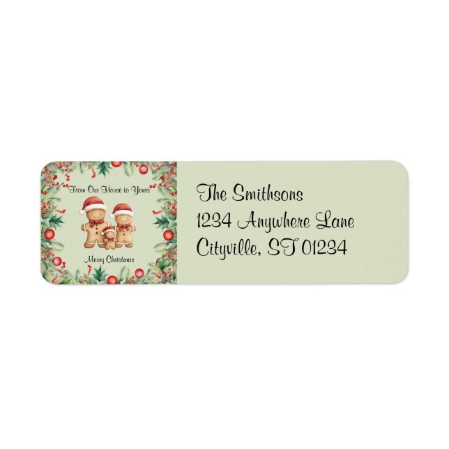 Etiqueta Feliz Natal da Família Cookie Gingercake (Frente)