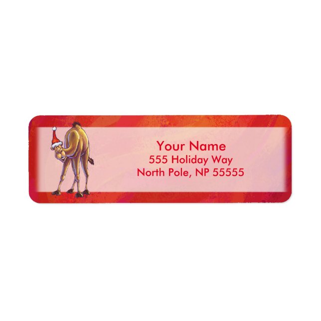 Etiqueta Feliz Natal De Camelo Vermelho (Frente)