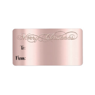 Etiqueta Feliz Natal De Pó Rosa De Mão