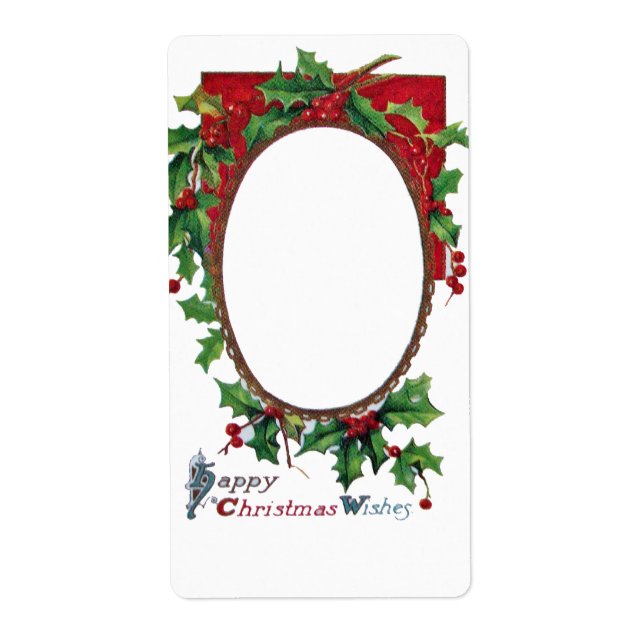 ETIQUETA FELIZ NATAL DESEJA COM HOLLY BERRIES (Frente)