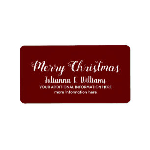 Etiqueta Feliz Natal Dezembro Deseja Vermelho Escuro