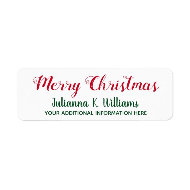 Etiqueta Feliz Natal. Dezembro deseja vermelho&verde (Frente)