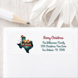 Etiqueta Feliz Natal do Texas Holiday Return Address