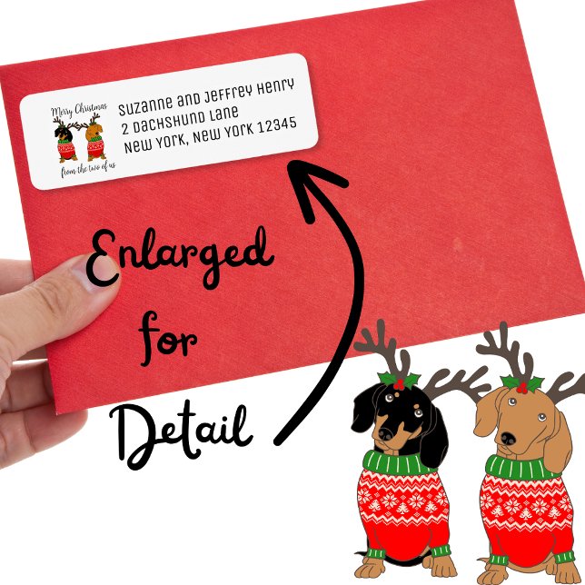 Etiqueta Feliz Natal Dois Dachshances Feriados (Criador carregado)