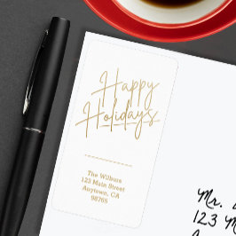 Etiqueta Feliz Natal Endereço de Devolução Dourado