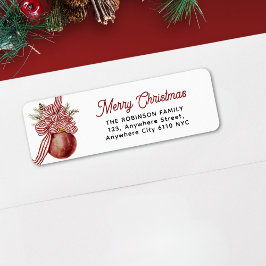 Etiqueta Feliz Natal Feriado Molho Vermelho de Aquarela