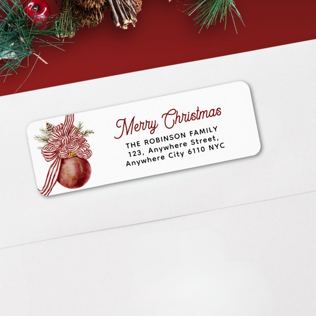 Etiqueta Feliz Natal Feriado Molho Vermelho de Aquarela (Criador carregado)