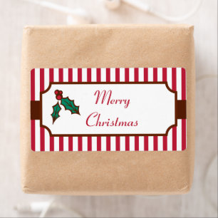 Etiqueta Feliz Natal Holly Labels