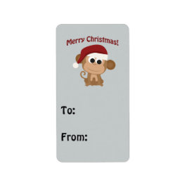 Etiqueta Feliz Natal! Macaco papai noel