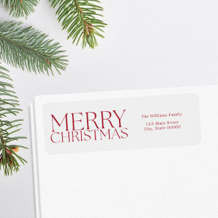 Etiqueta Feliz Natal Moderno Endereço de Retorno Minimalist