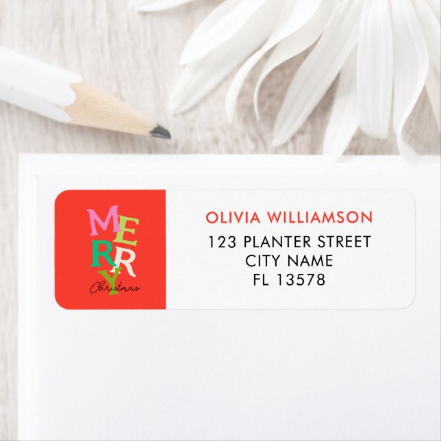 Etiqueta Feliz Natal Moderno Feriado Brilhante (Insitu)