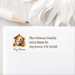 Etiqueta Feliz Natal Natividade personalizado