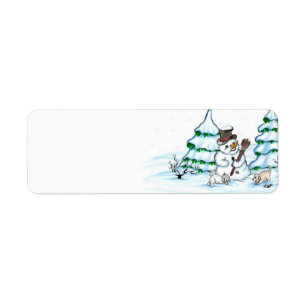 Etiqueta Feliz Natal! Neve com Cat e Puppy