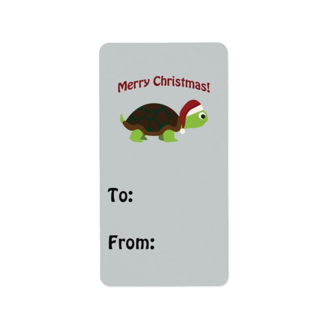Etiqueta Feliz Natal! Papai noel Turtle (Frente)