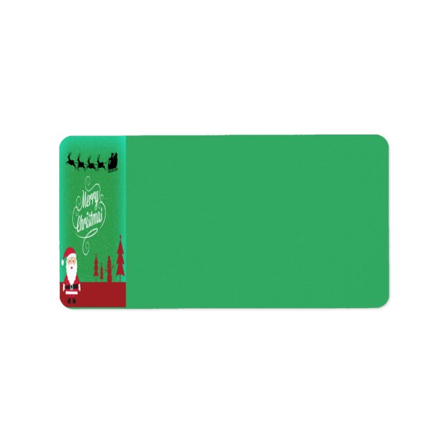 Etiqueta Feliz Natal Papais noeis Reindeer Snowflakes Verde (Frente)