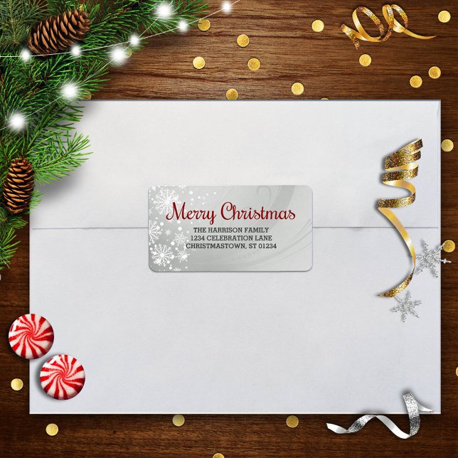 Etiqueta Feliz Natal (prateado/vermelho) (Criador carregado)