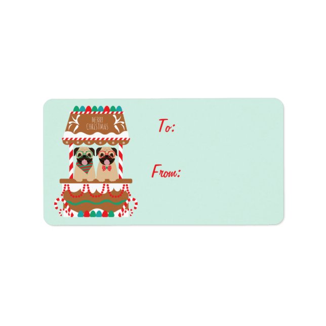 Etiqueta Feliz Natal Pugs Holiday Stand Dogs (Frente)