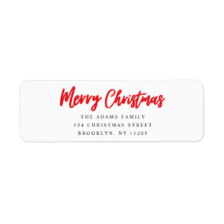 Etiqueta Feliz Natal Red Script para devolver endereço