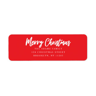 Etiqueta Feliz Natal Red Script para devolver endereço