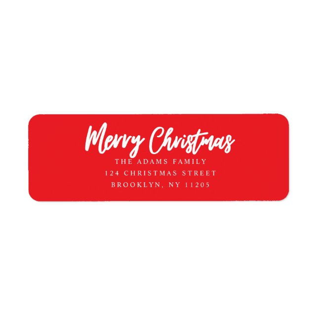 Etiqueta Feliz Natal Red Script para devolver endereço (Frente)